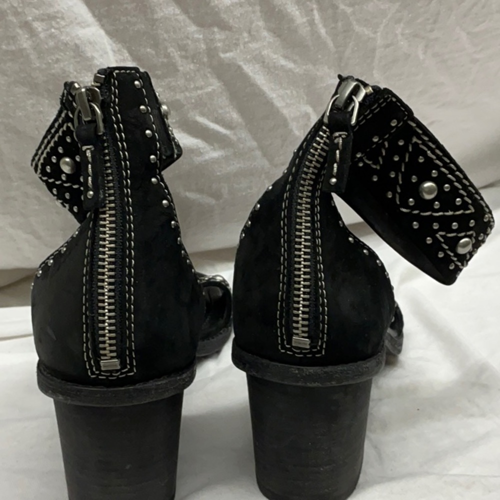Frye Black Heeled Sandals with Crystal Embellishments - Picture 6 of 10